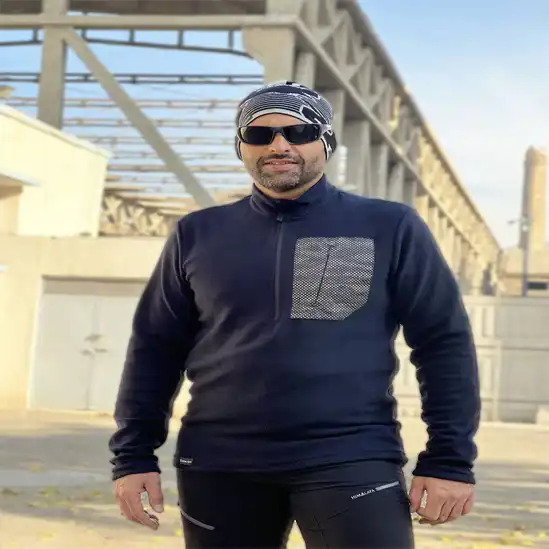 پلار نيم زيپ مردانه جيب روي سينه شبرنگي هیمالیا CM68